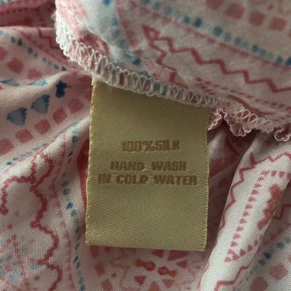 Paloma Blue Silk Pink Geometric Print Crochet Trim Romper Playsuit size Large - Picture 11 of 13